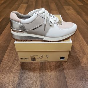 ❤️ MICHAEL KORS Allie Wrap Trainer Leather & Canvas Sneakers Size 9 M